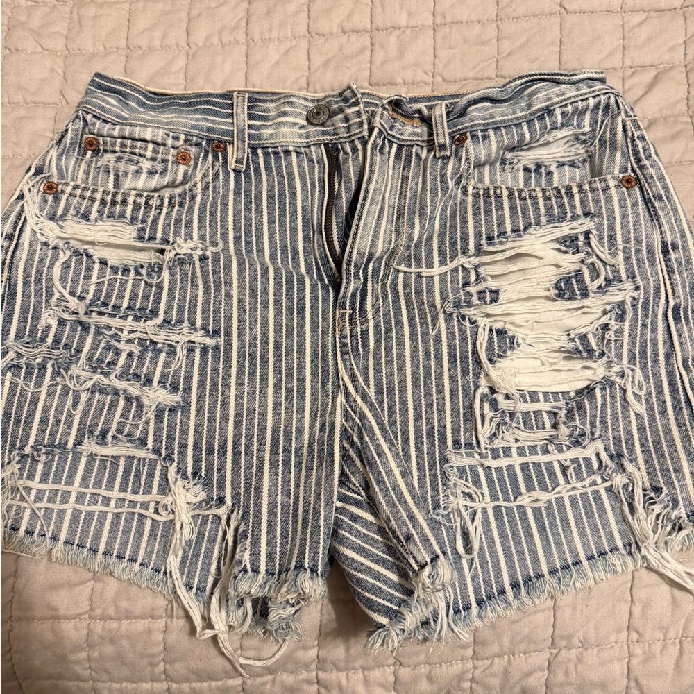 American Eagle distressed striped shorts